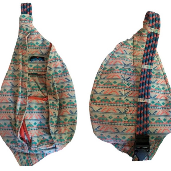 Kavu Original Rope Bag Backpack One of a Kind Aztec Geometric Sling Crossbody - Picture 1 of 9